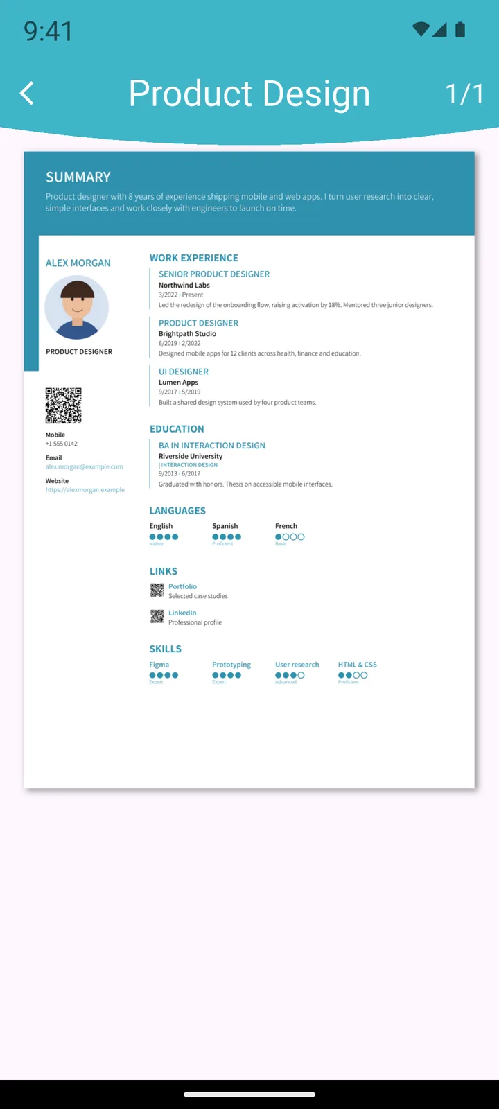 Previsualització del PDF amb foto i codi QR