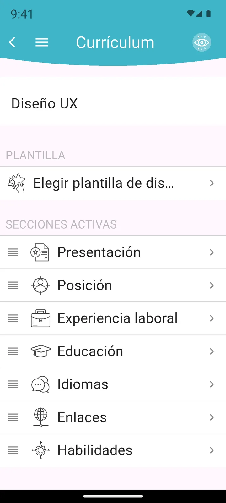 Reordenando las secciones del currículum