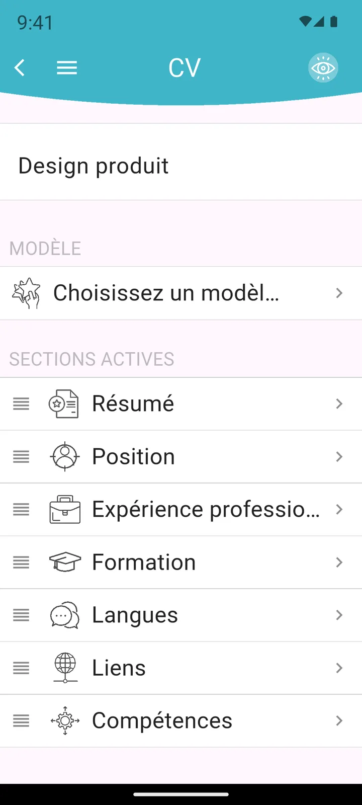Réorganisation des sections du CV