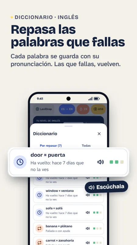 Diccionario con las palabras jugadas