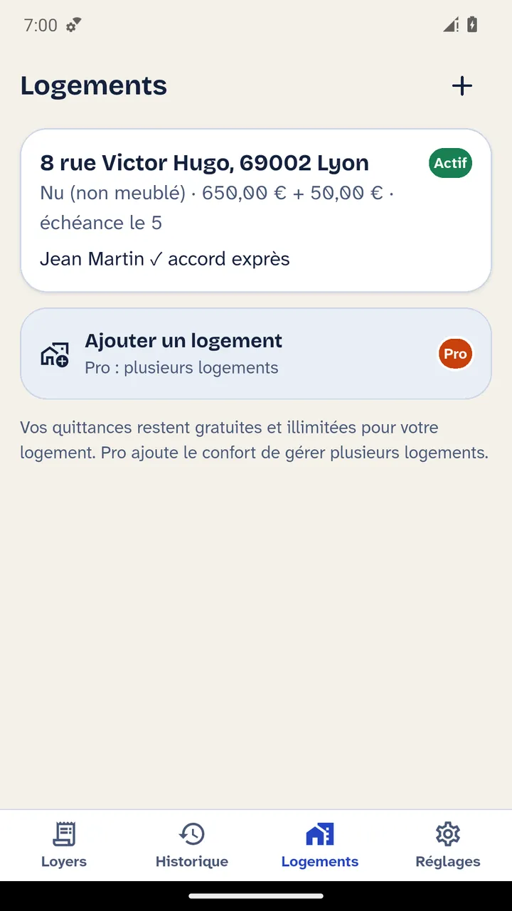 Liste des logements